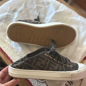 Fendi Monogram Brown and Cream Sneakers